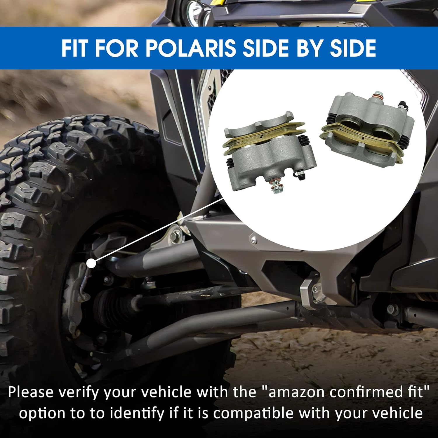 M MATI Rear Left Right Brake Caliper Pads for Polaris RZR 1000 XP, RZR Turbo, RZR RS1, RZR 900 4-Seater 1912141 1912142 1912478 1912479