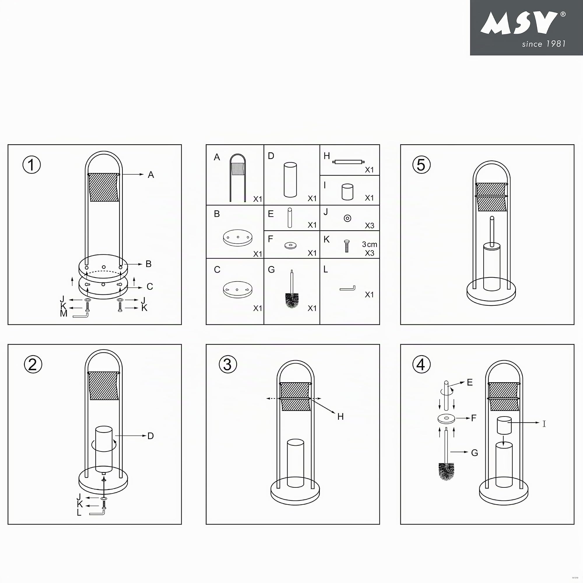 MSV MS723 - Juego para WC, Acero Inoxidable