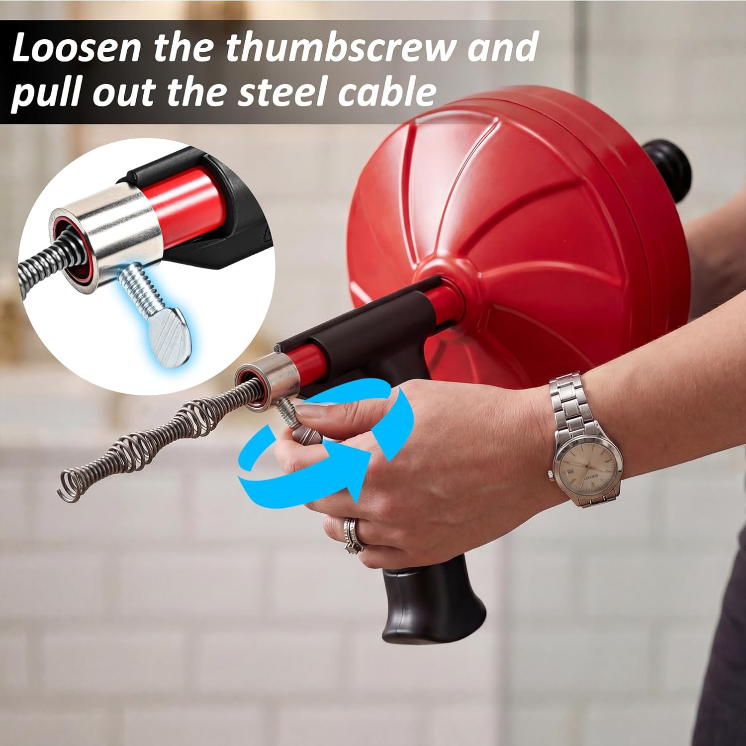 50FT Drain Snake for Clog Removal, Drill Powered & Manual Drain Auger with Gloves and Storage Bag, Heavy Duty Flexible Plumbing Snake for Kitchen Sink Shower & Bathtub Drain