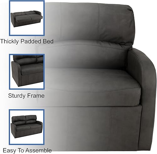 Miniatura 13 de RecPro Charles - Sofá cama de 65 pulgadas con cuchillos Jack con brazos, muebles de autocaravana, abrazador de pared cero (café)