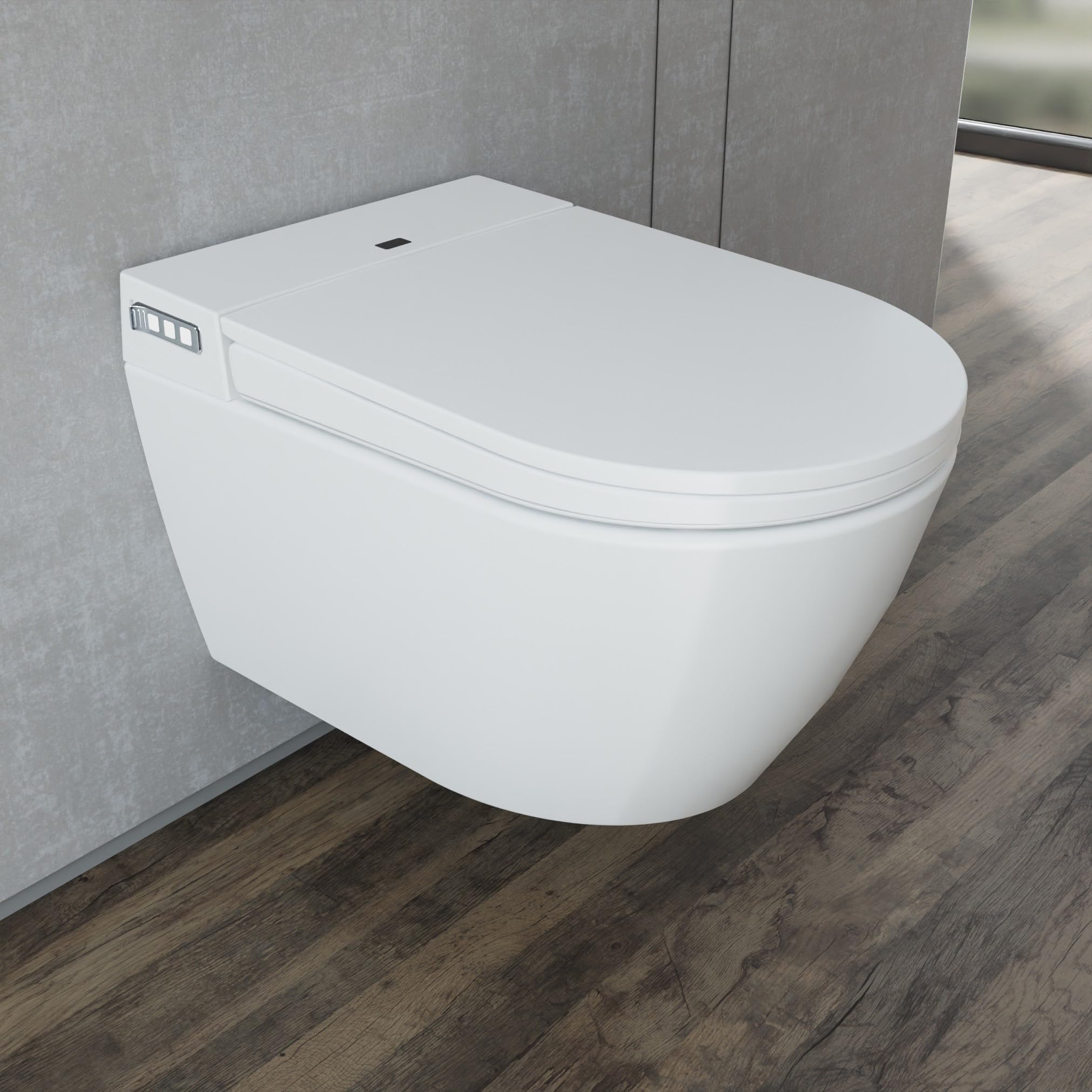 Bernstein 540 PRO Toaleta myjąca WC z funkcją bidetu - sterylizator wody, suszenie cielym powietrzem, podgrzewane siedzisko, filtr zapachów, pilot i panel boczny, bezkołnierzowa toaleta wisząca