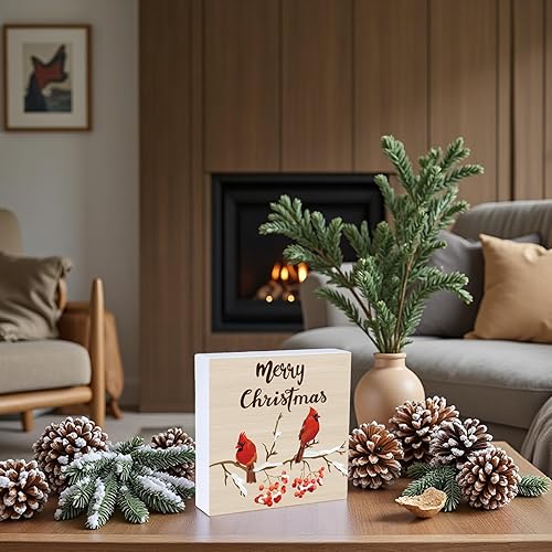 Miniatura 4 de Decoraciones de mesa de Navidad, decoración de Navidad, decoración de interiores, hogar, habitación, cardenales, oficina, baño, caja de madera,