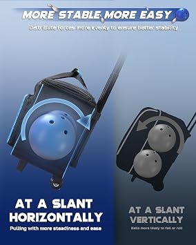 2 Ball Bowling Bag with Wheels Convertible Bowling Roller Bag for 1 or 2 Balls Bowling Equipment Bag with Shoe Bag EVA Foam Ball Cup Rolling Tote for Bowling Accessories Bowling Gifts for Youth Adults