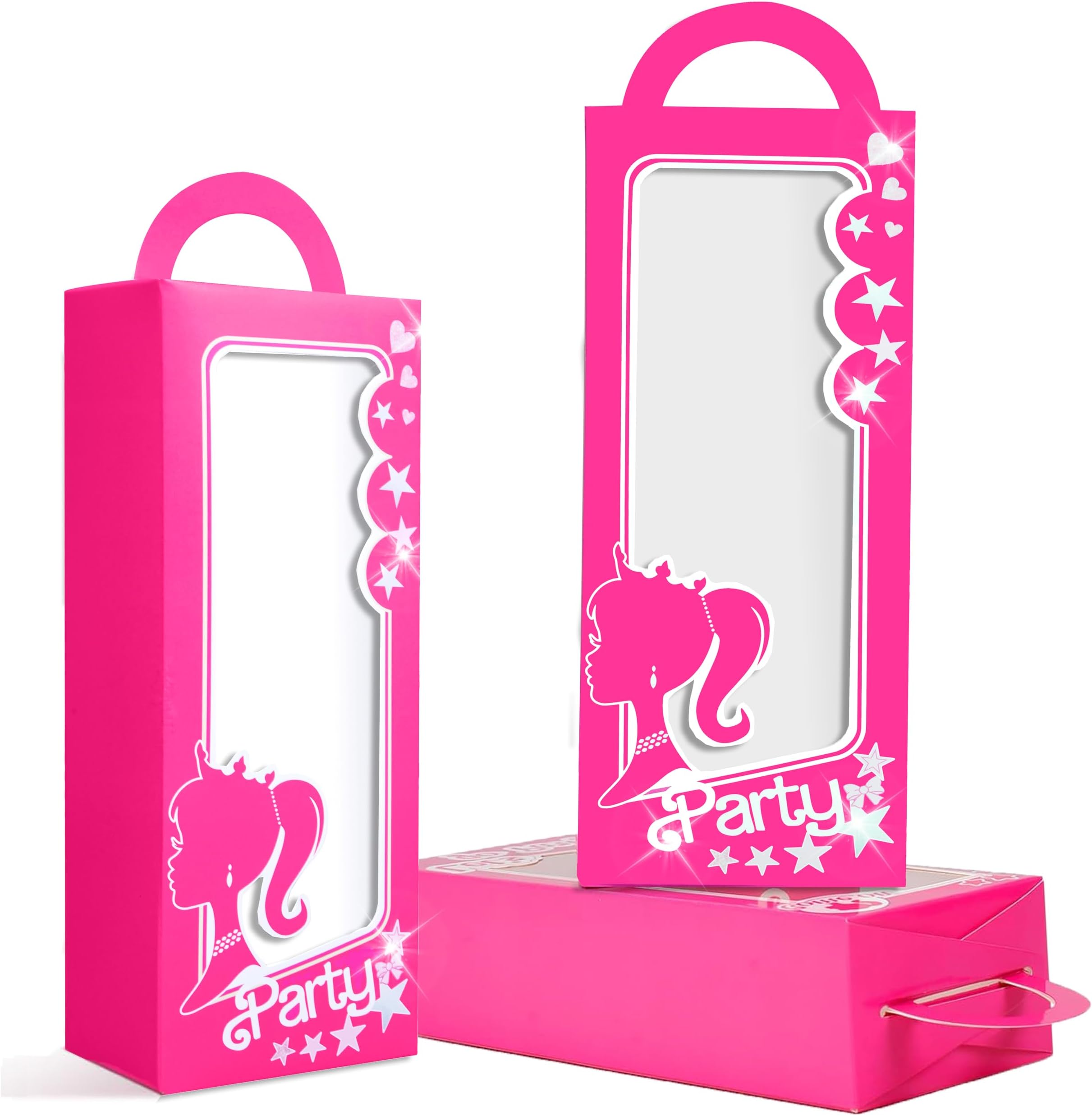 XIAMOOR 12 Pack Hot Pink Girl Party Favor Boxes Princess Theme Party Favors Bag Hot Pink Gift Box Goodie Bag Candy Treat Boxes Pink Birthday Bachelorette Party Decorations Supplies For Girls Women