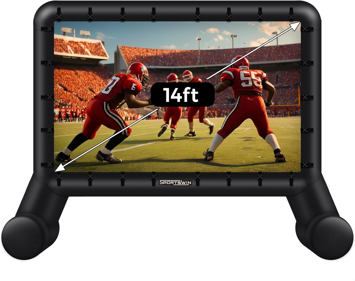 14 FT Inflatable Outdoor Movie Screen, Blow Up Projector Screen Outdoor with Air Blower, Movie Screens for Backyard with One Piece Design, Front & Rear Projection, Easy Set Up 14-FT