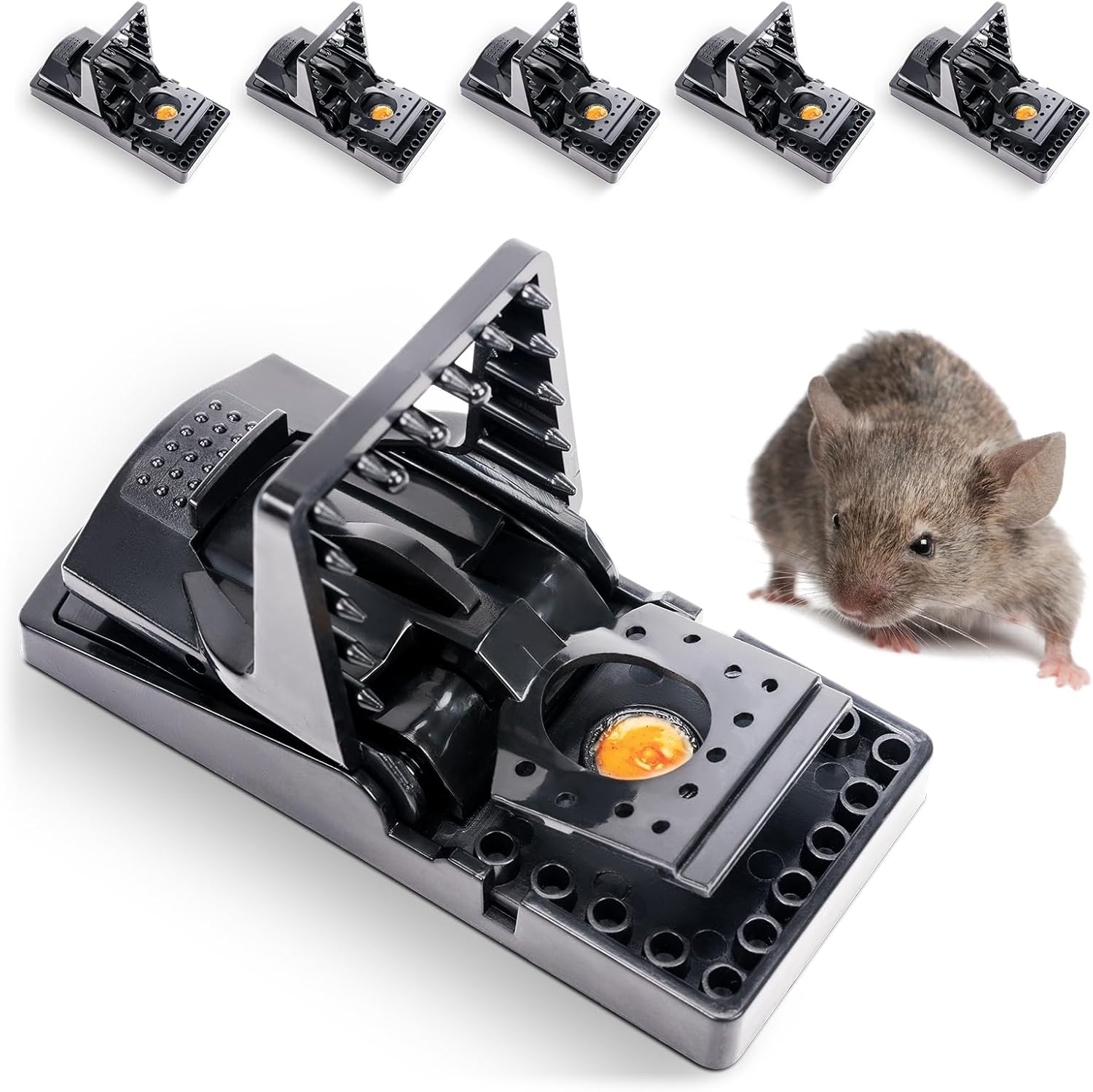 GARDIGO® Mausefalle mit Köder 6er Set Professionelle Schlagfalle mit Mäuseköder