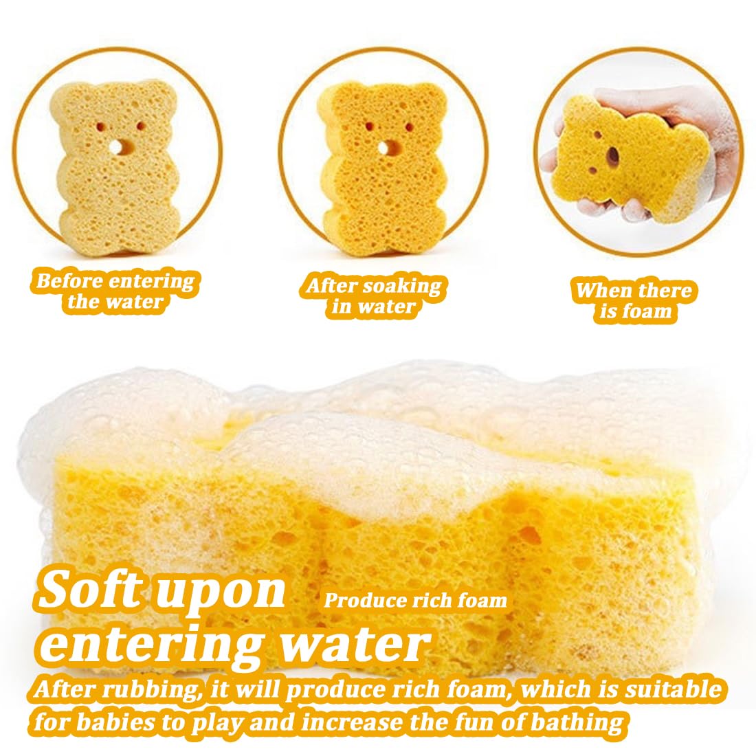 4 Spugne Da Bagno Per Neonati - Motivi Cartoni Animati, In Cellulosa Naturale, Morbide E Sicure