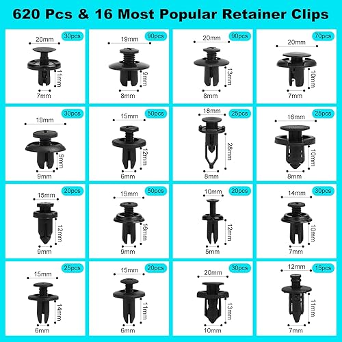Miniatura 8 de 240 clips de parachoques para automóvil, remaches de plástico de los 16 tamaños más populares y 5 removedores de sujetadores, kit de retención de