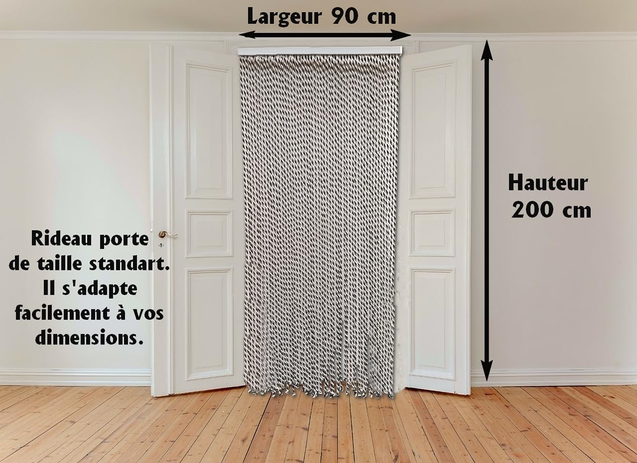 MadeinNature Tenda per Porta Naturale in Corda di Cotone Intrecciata di Alta Qualità per Interno ed Esterno, Larghezza 90 cm x Lunghezza 200 cm, Diversi Modelli (Grigio Chiaro, Grigio Scuro, Bianco