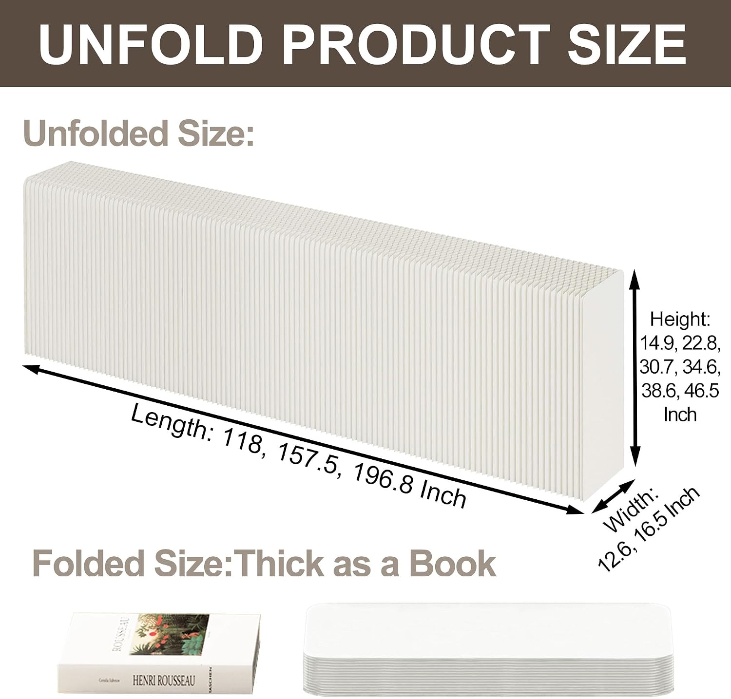 Accordion Display Stand, Retail Counter Rack (L118 x W16.5 x H34.6 Inch) | Portable Pop Up Reception Desk, Kraft Paper Shelf, Folding Table Risers for Shoes, Handbags, Boutique, Exhibition, Trade Show