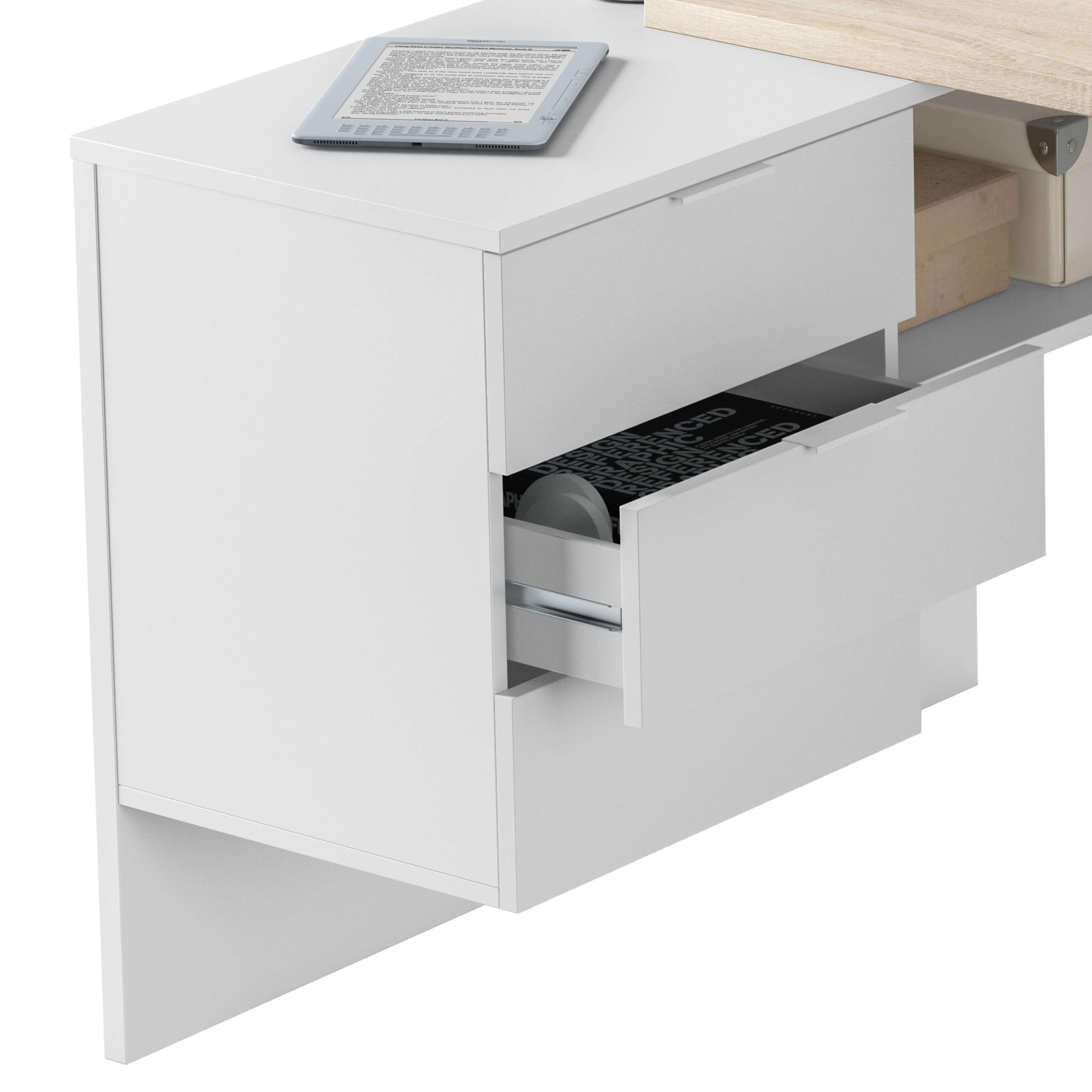 Miroytengo Pack Muebles Despacho Completo Moderno 2 Mesas Escritorio con Buck 5 Armarios Color Blanco Y Roble