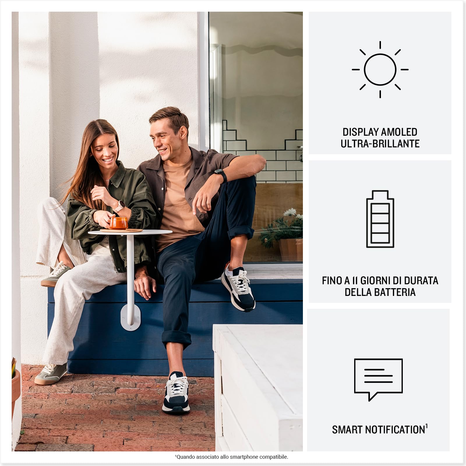 Garmin vívoactive 6, Smartwatch AMOLED 1,2" (2.000 nit), Cassa 42mm, Musica, Pay, +80 Sport, GPS, Cardio, Coach, Dinamiche di corsa, App Mobility, Autonomia 11 giorni (Bone & Lunar Gold)