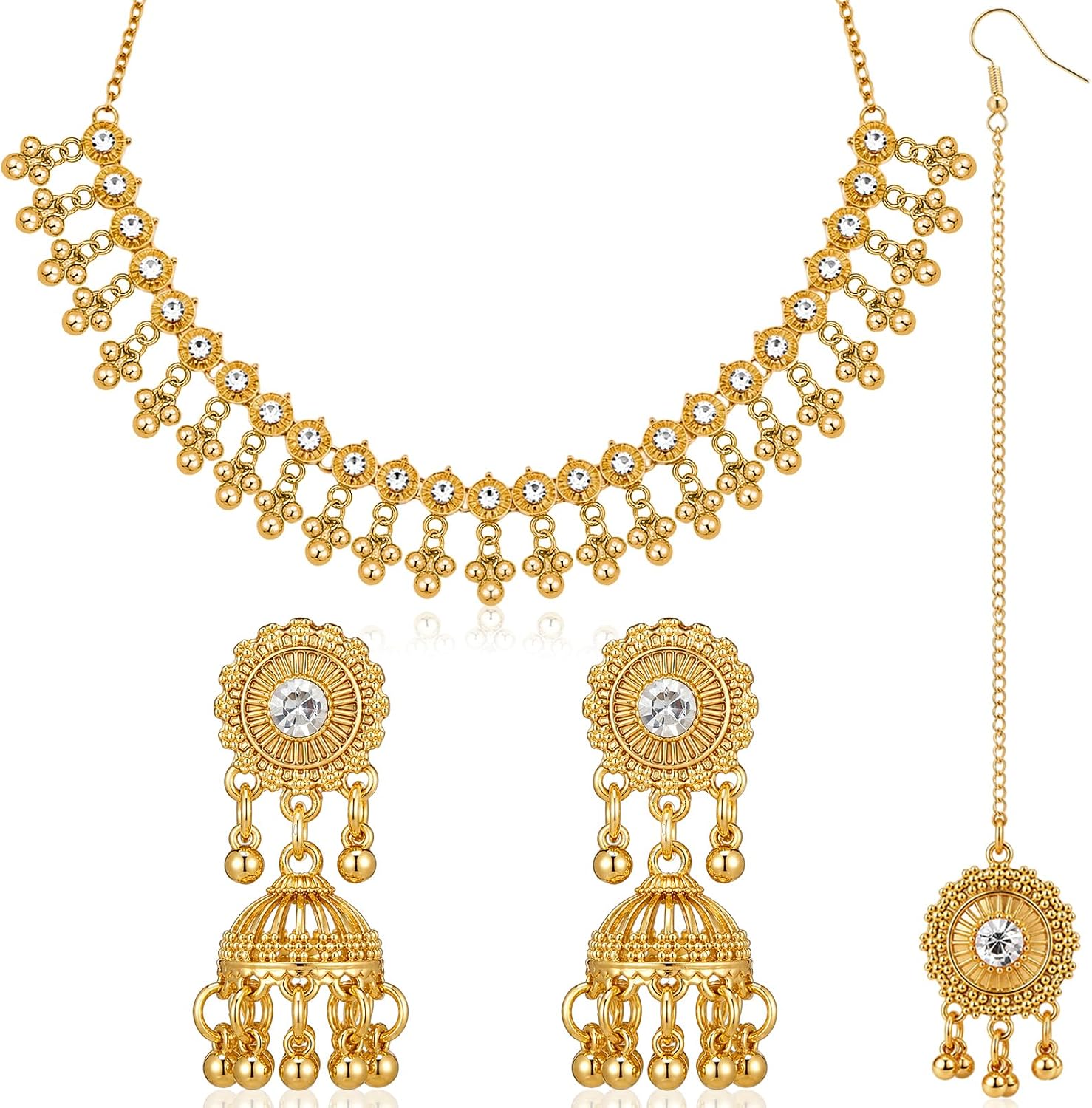 Quelay 3 Pcs Indian Jewelry Set for Women Traditional Kundan