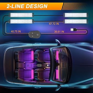 Car LED Lights Interior,RGB Smart Ambient Lighting Car-APP Control