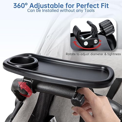 Miniatura 3 de Bandeja de refrigerio de repuesto para cochecito Graco - Soporte para taza de cochecito con soporte para teléfono, bandeja universal para