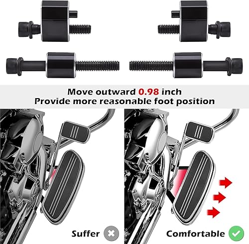 Miniatura 2 de KEMIMOTO Kit de extensores espaciadores para tablero de suelo de 1 pulgada para 2009-2024 2025 Touring Road King Road Glide 2009-2013 FL Trikes