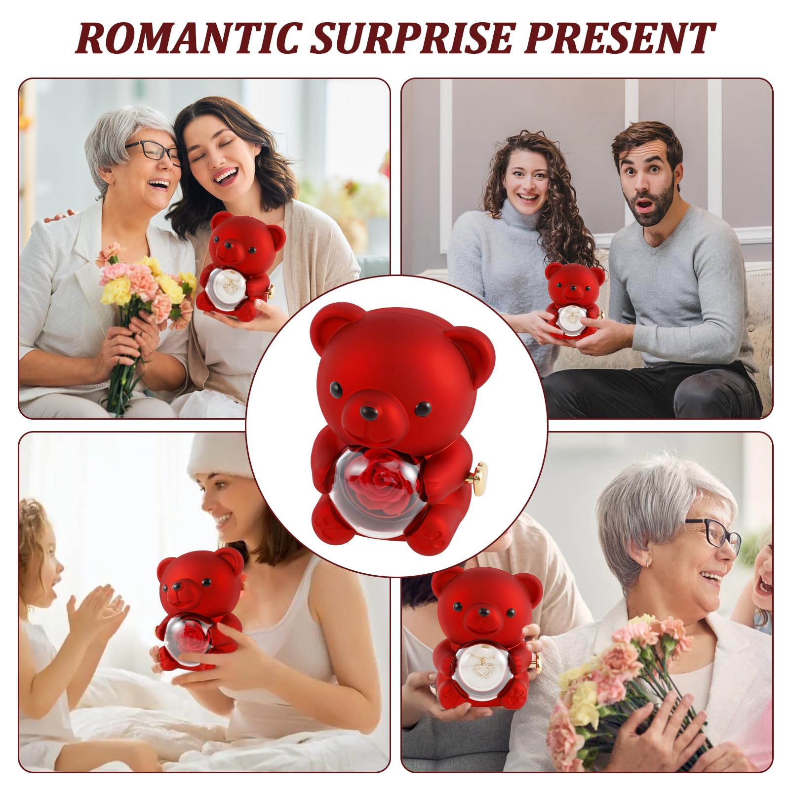 Regali per mamma, regalo di compleanno per donne, regalo di San Valentino, orsacchiotto rosa, in una confezione regalo, confezione regalo completamente assemblata, matrimonio e anniversario... (viola