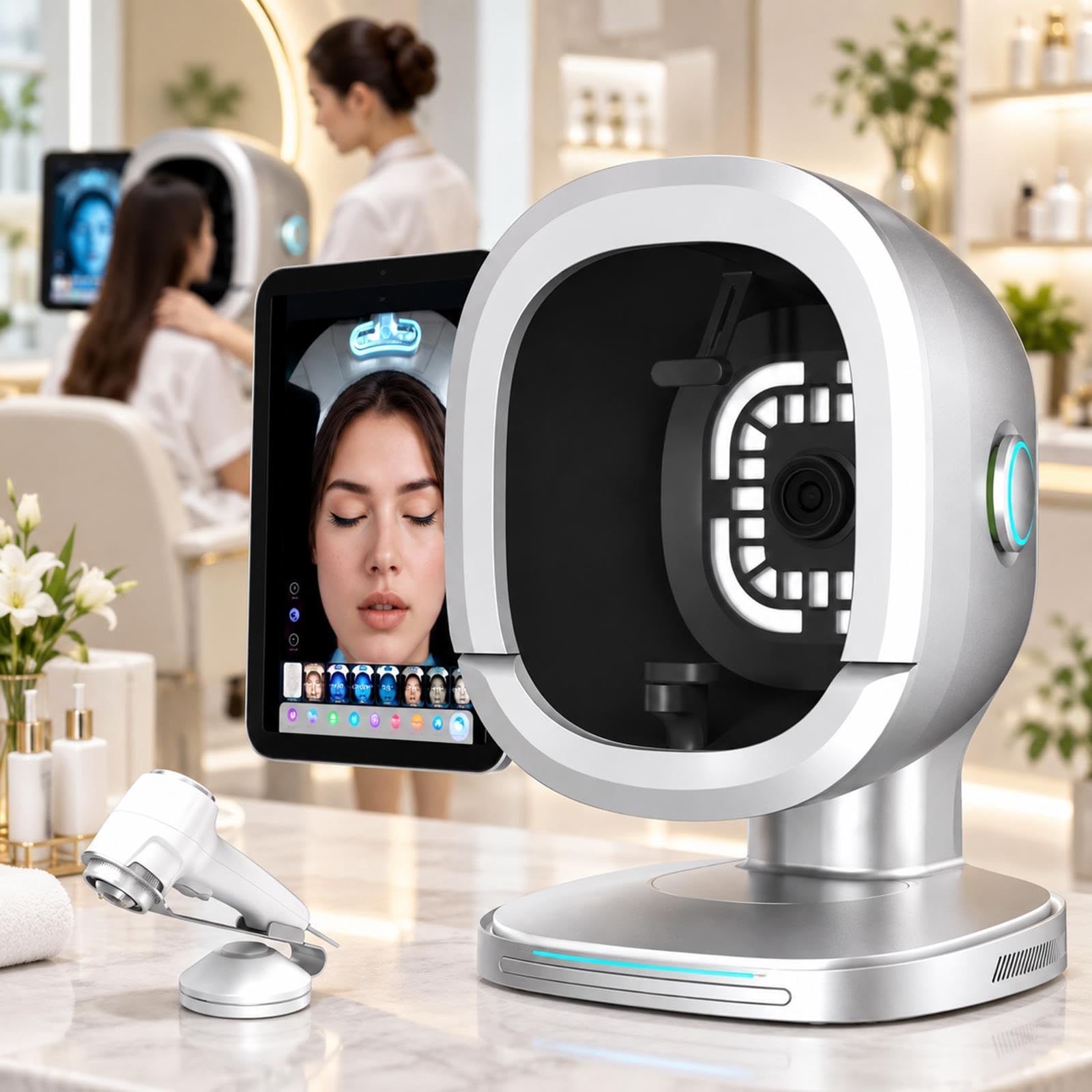 Macchina Analisi Pelle AI 2 in 1 e Rilevatore Cuoio Capelluto per Saloni