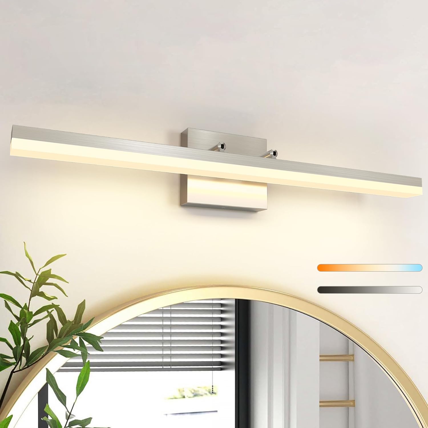 7Degobii Brushed Nickel Vanity Lights for Bathroom 5CCT Dimmable ...