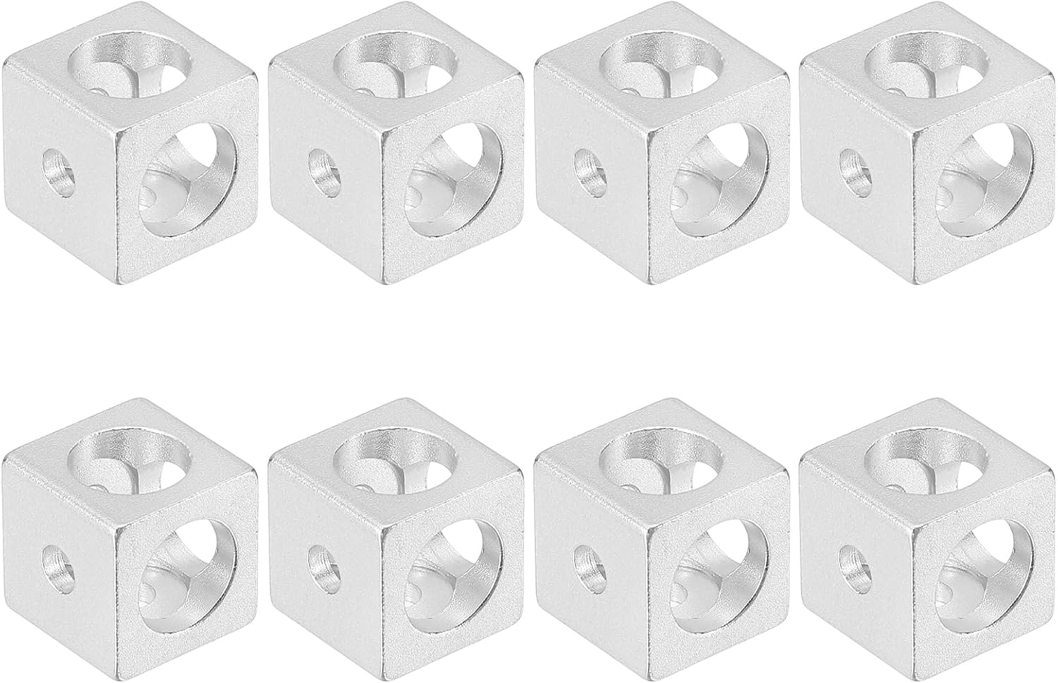 MECCANIXITY Silver Aluminum Extrusion Profile Connector, 1515 Series T Slot Cube Corner Brackets Extruded Hardware for Aluminum Extrusion Rail Accessories,8Pcs