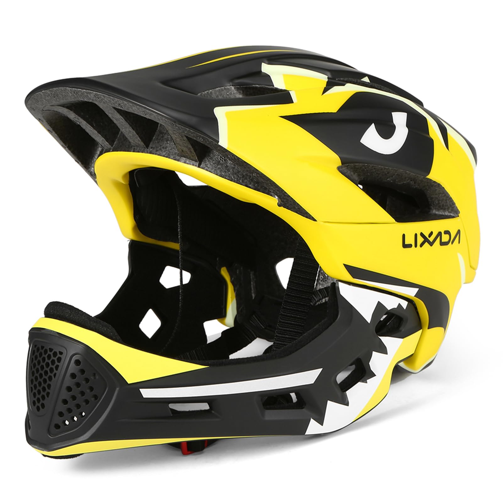 Lixada Kask dziecięcy, kask rowerowy, zintegrowany kask ze zdejmowaną ochroną podbródka, kask ochronny do jazdy na rowerze, deskorolce, rolkach