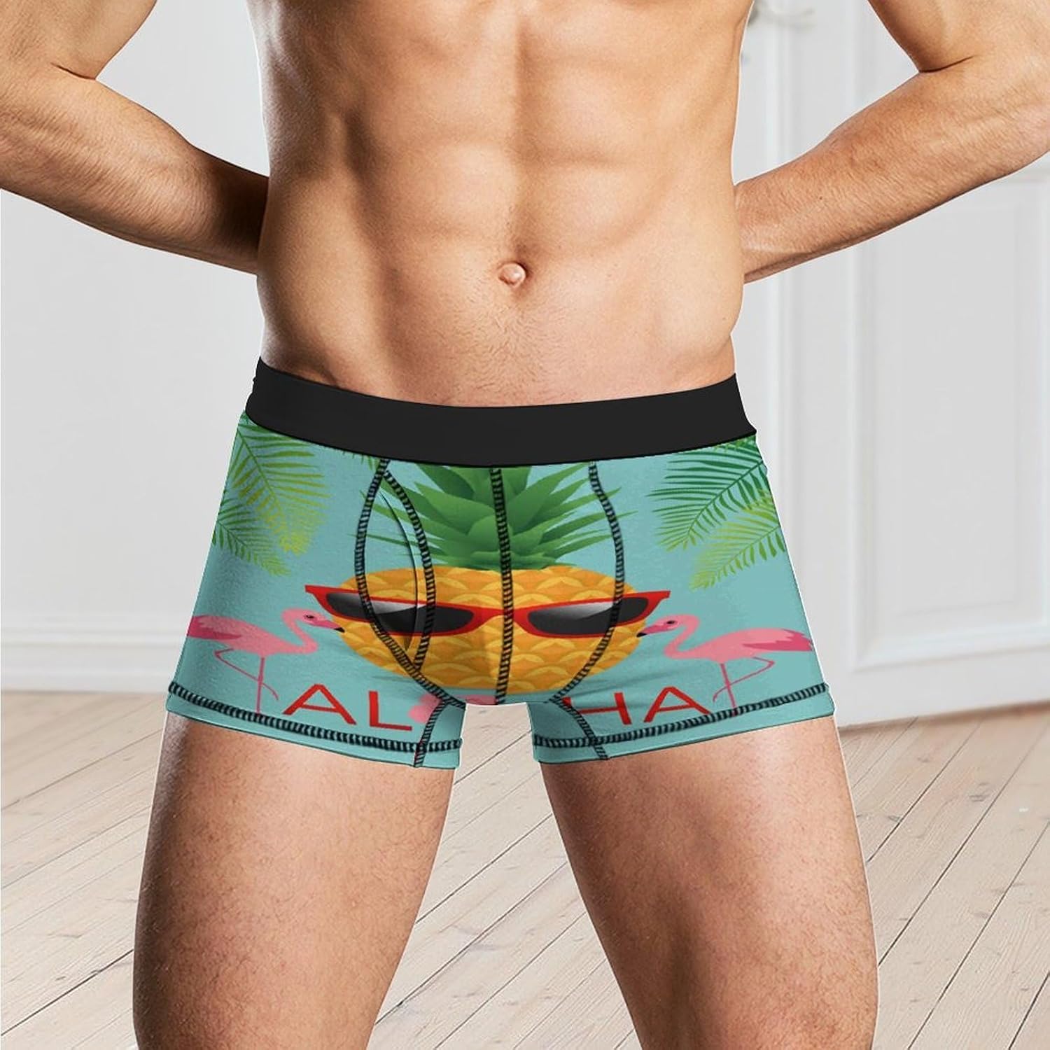 Aloha Pineapple And Flamingo Men's Boxer Briefs Novelty Underwear Trunks Short Underpants