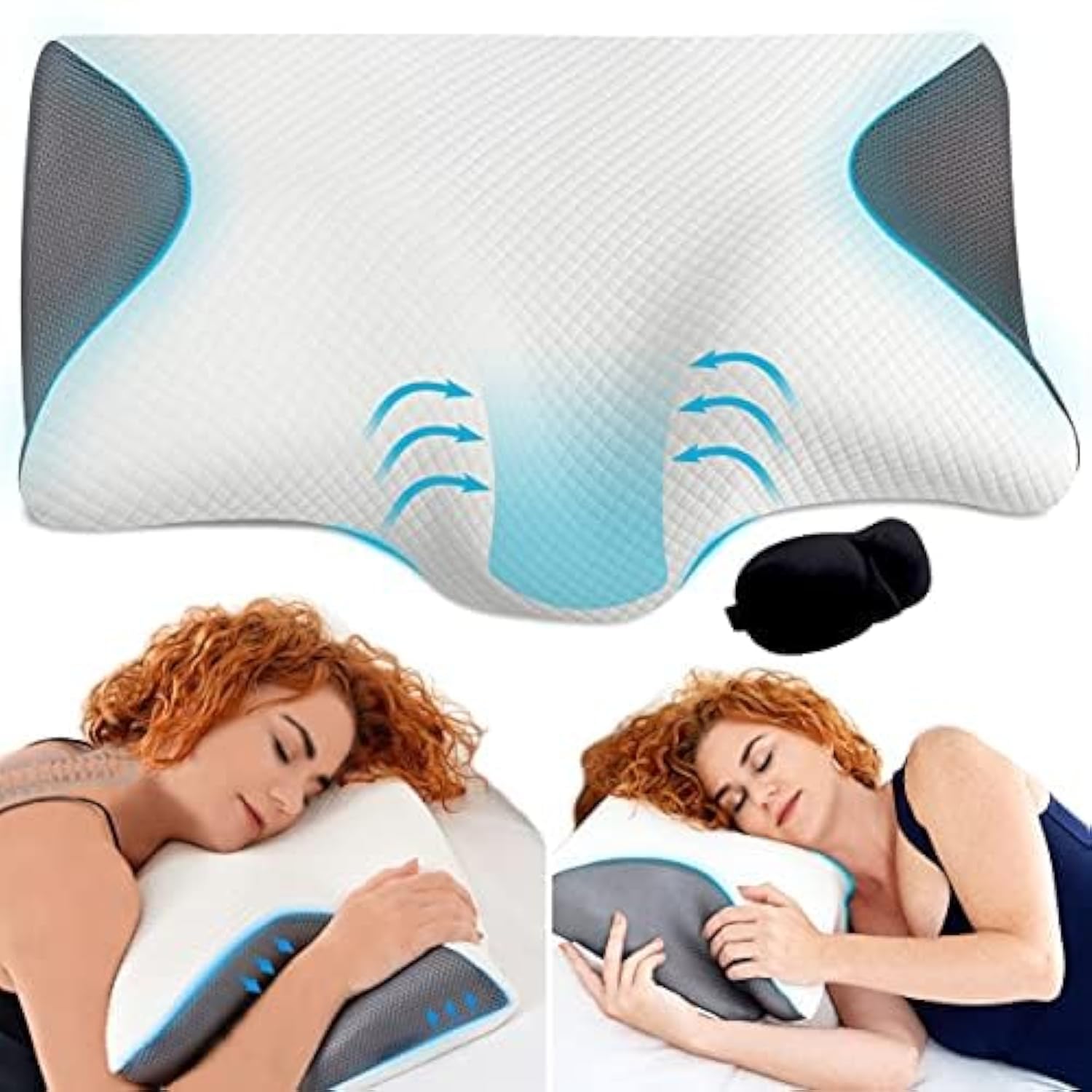TheComfortZone Orthopedic Memory Foam Pillow for Neck and Shoulder Support Pain Relief Sleeping Cervical Pillow Cooling Tencel Fibers, Adjustable Ergonomic Bed Pillow for Side, Back, Stomach Sleeper