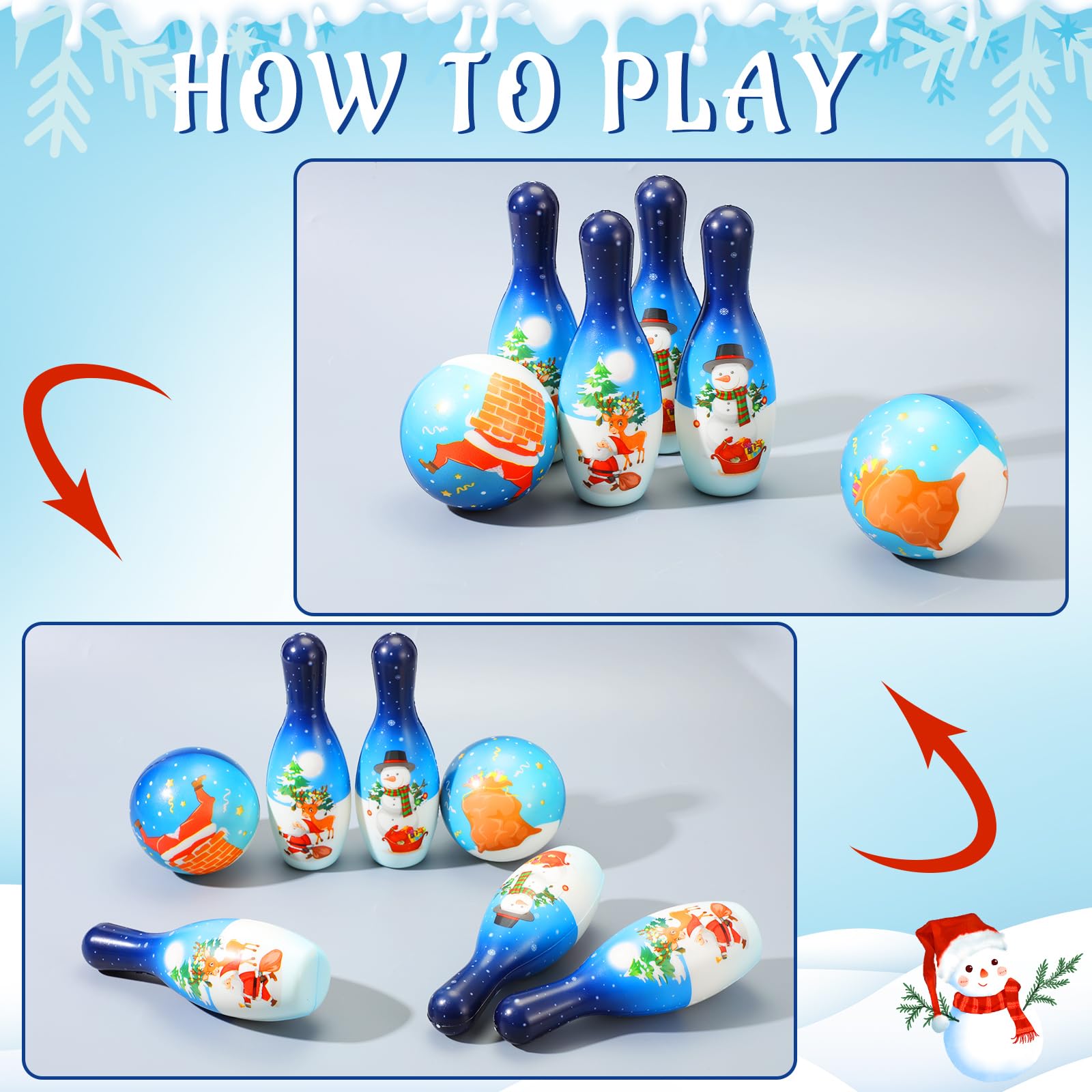 Amazon | Libima 12個 クリスマス 雪だるま キッズ ボーリングセット