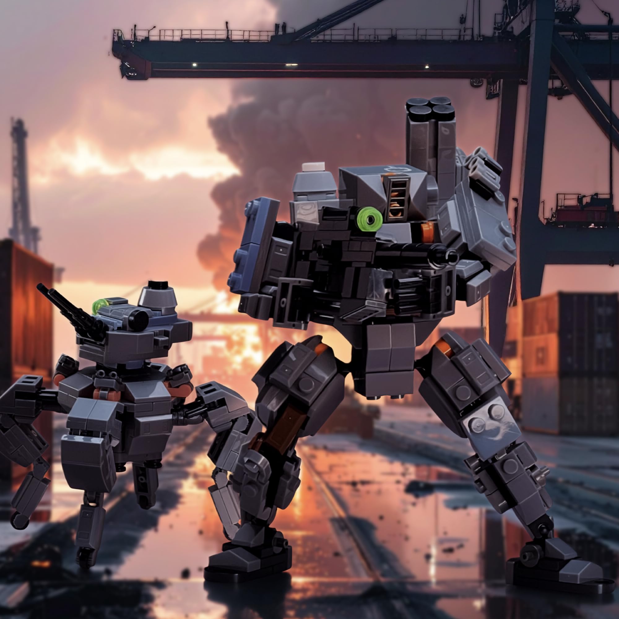 MyBuild Armed Forces Alpha Fire Support 6021 – Mécha Tactique de Soutien Lourd avec Lance‑Missiles Épaule & Drone de Combat | Kit de Construction Robot Dynamique | 14 Ans et Plus