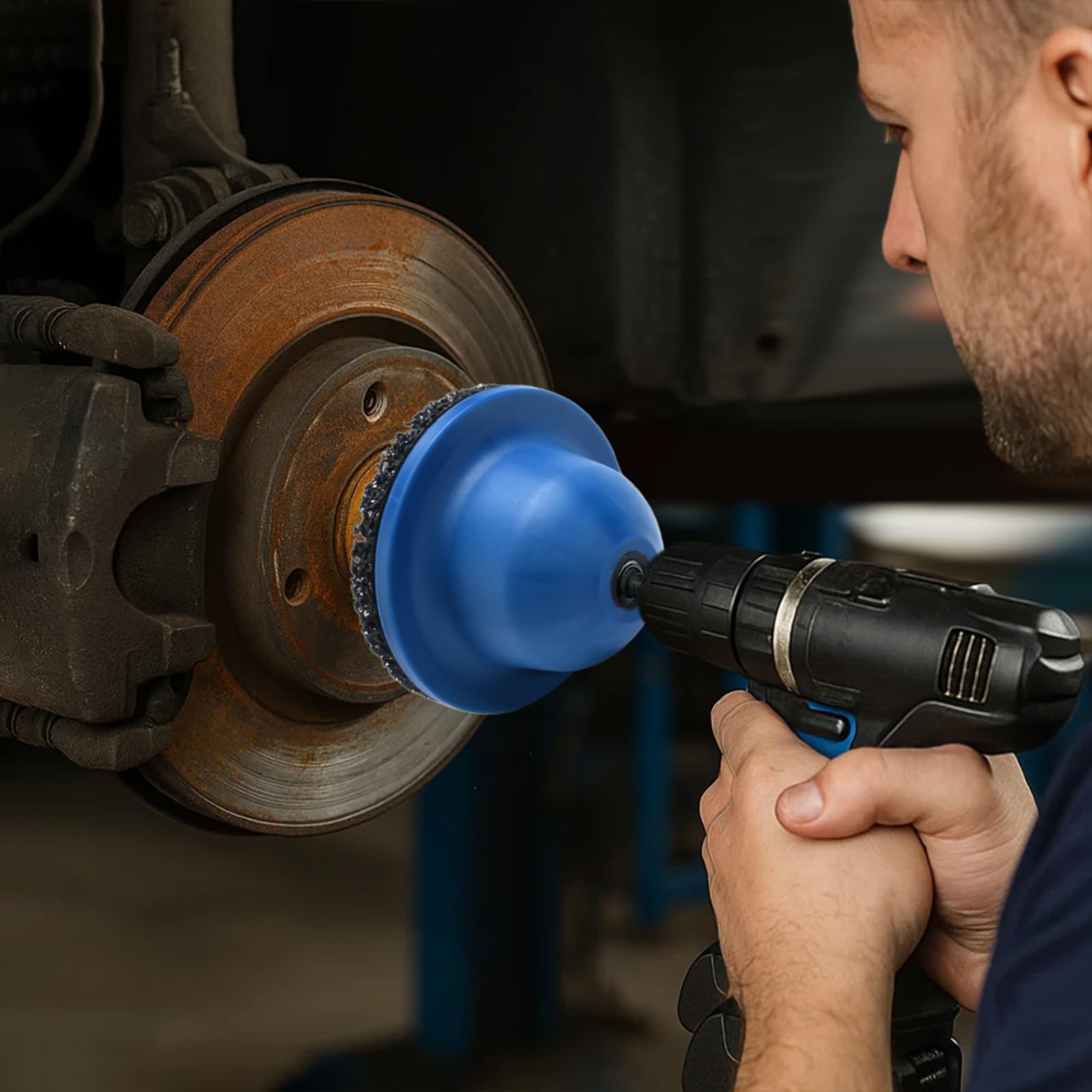Smerigliatrice mozzo ruota con disco abrasivo da 150 mm, diametro interno 90 mm, per auto, furgoni e camper, rimuove ruggine e sporco, attacco quadrato da 1/2"