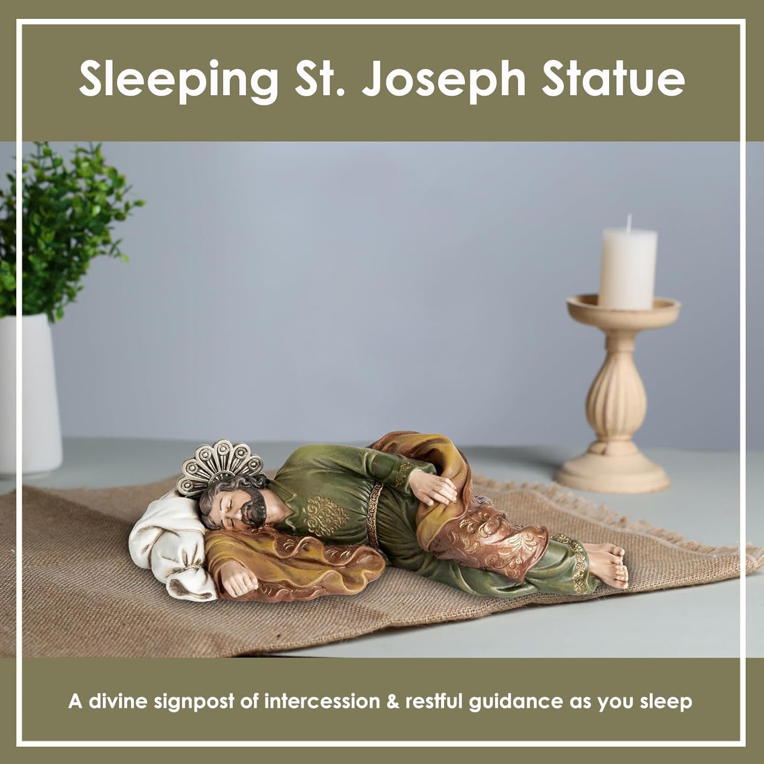 Sleeping Saint Joseph Statue, 10 Inches Length San Jose Dormido Estatuas Catholic Home Decor, Hand Painted Sleeping Joseph Statue Renaissance Collection - Image 2