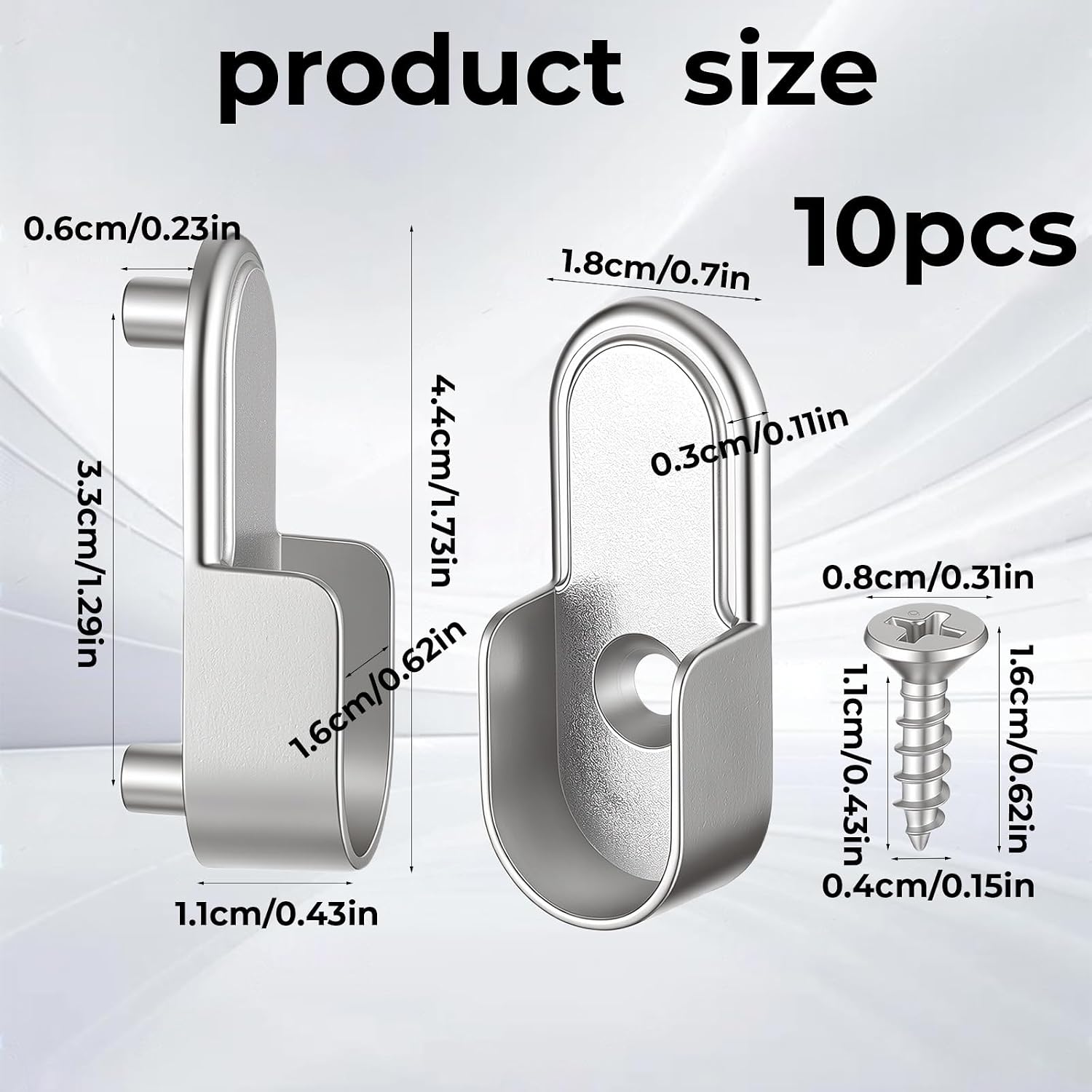10PCS Oval Closet Rod End Supports for 15mm x 30mm Oval Rod