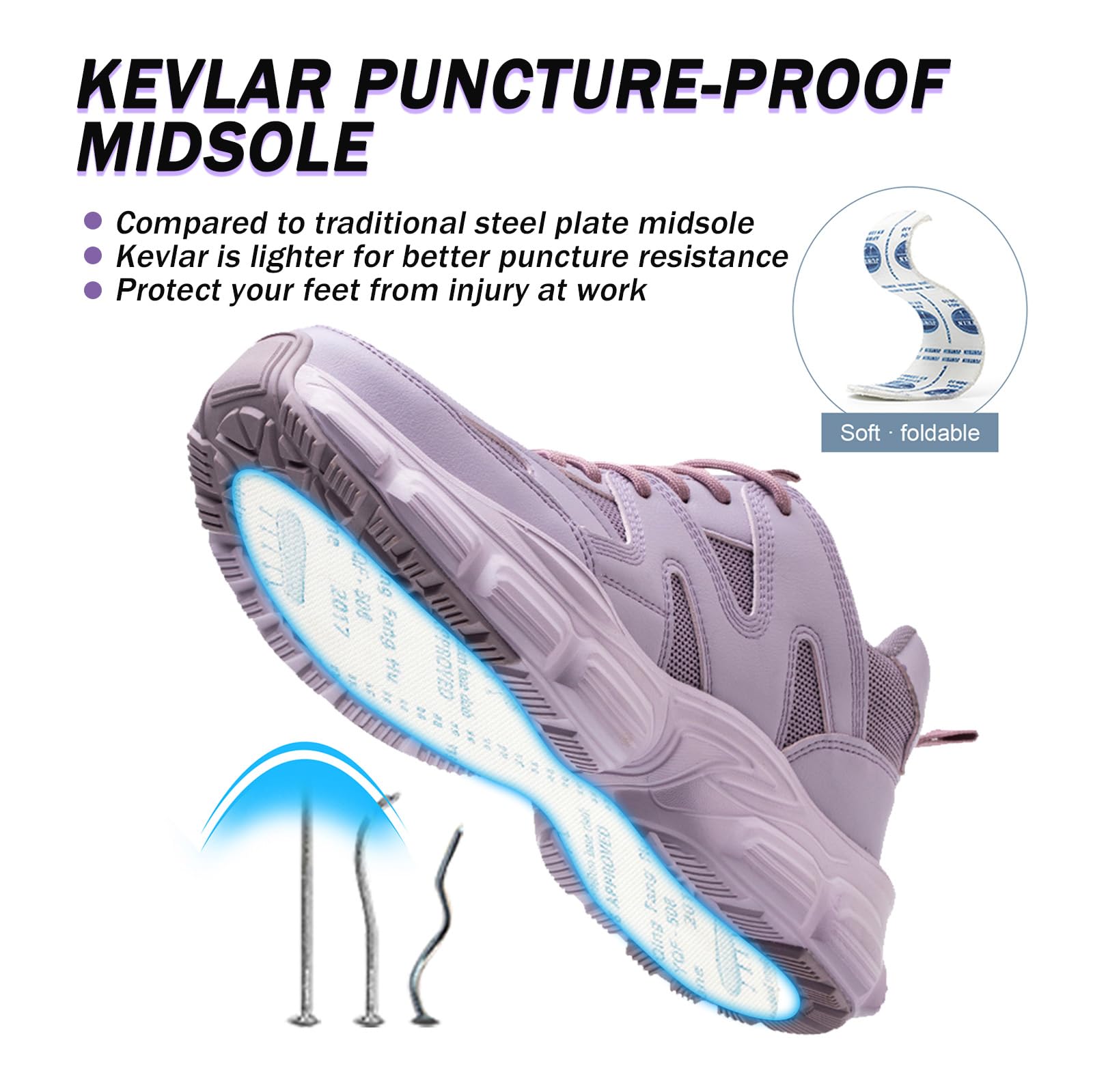 Steel Toe cap Trainers Safety Shoes for Women Non Slip Puncture Proof Lightweight Work Boots