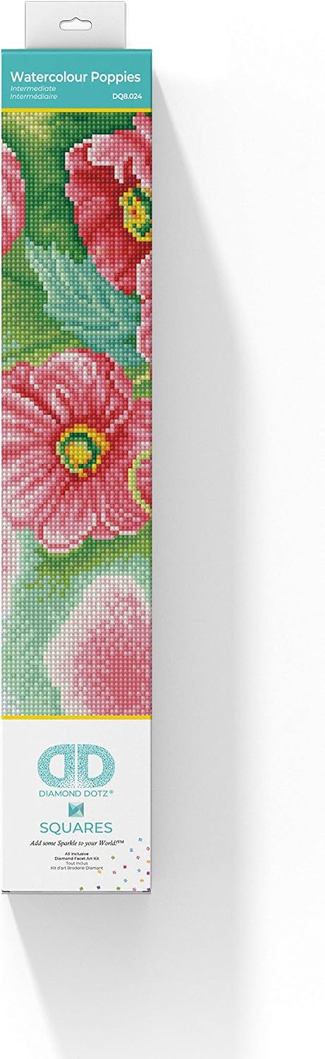 DIAMOND DOTZ Squares DQ8 Intermediate Kit Colourful, Watercolour Poppies, 37 x 30cm - Image 4