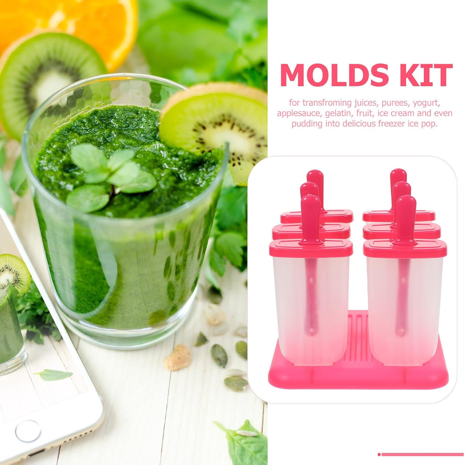 Cell Rectangle Ice Pop Molds with Base for Juice