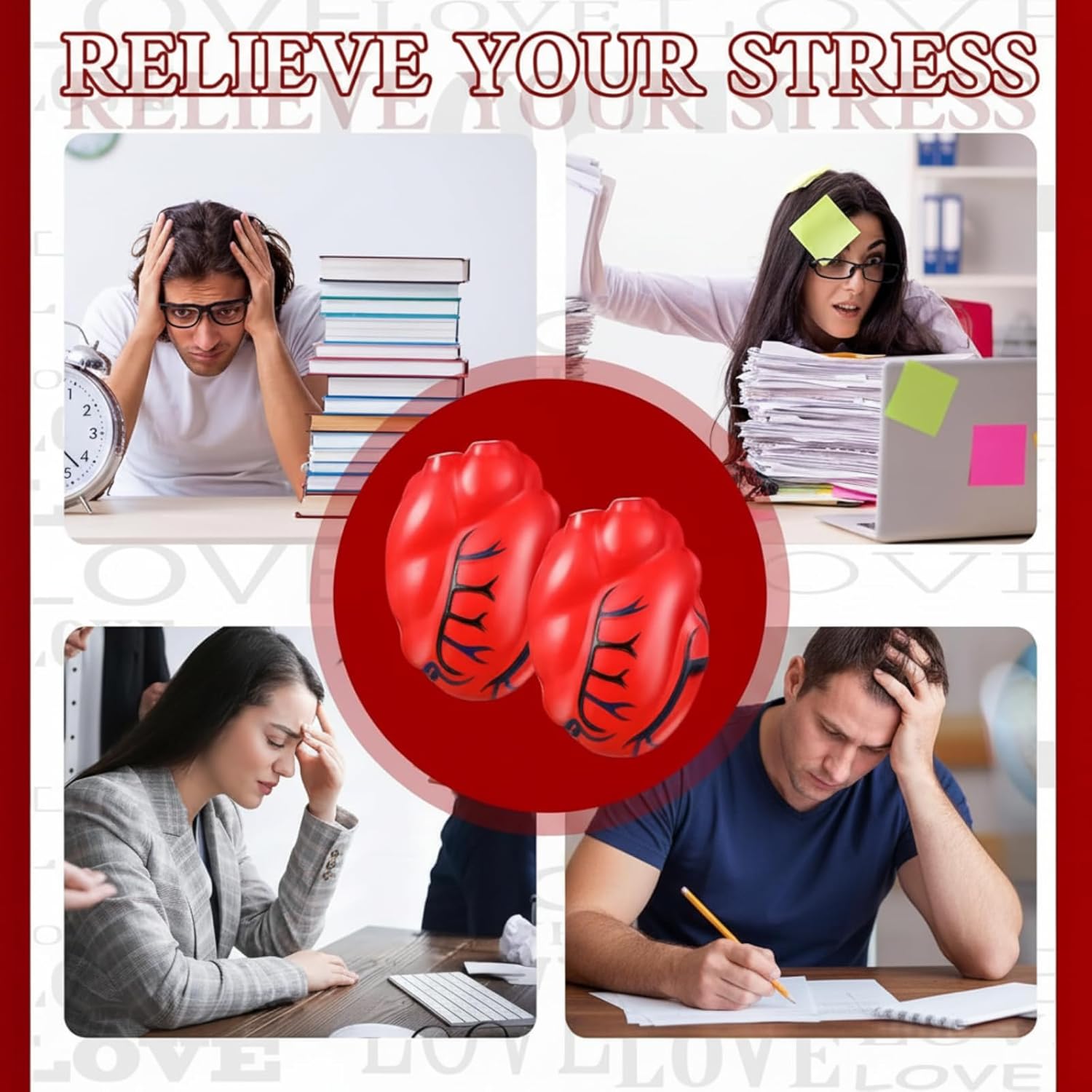 12 Pcs Heart Stress Ball Human Fake Heart with Veins Squeezable PU Foam Red Lifelike Healthcare Anatomy Ball for Men Women Stress Fidget Relief Exercise Hands Nurse Day Supplies Party Decor