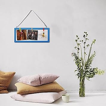 VAH Wooden Rectangular Blue Table Photo Frame/Wall Hanging for Home Décor Perfect for Gift Photo Frame