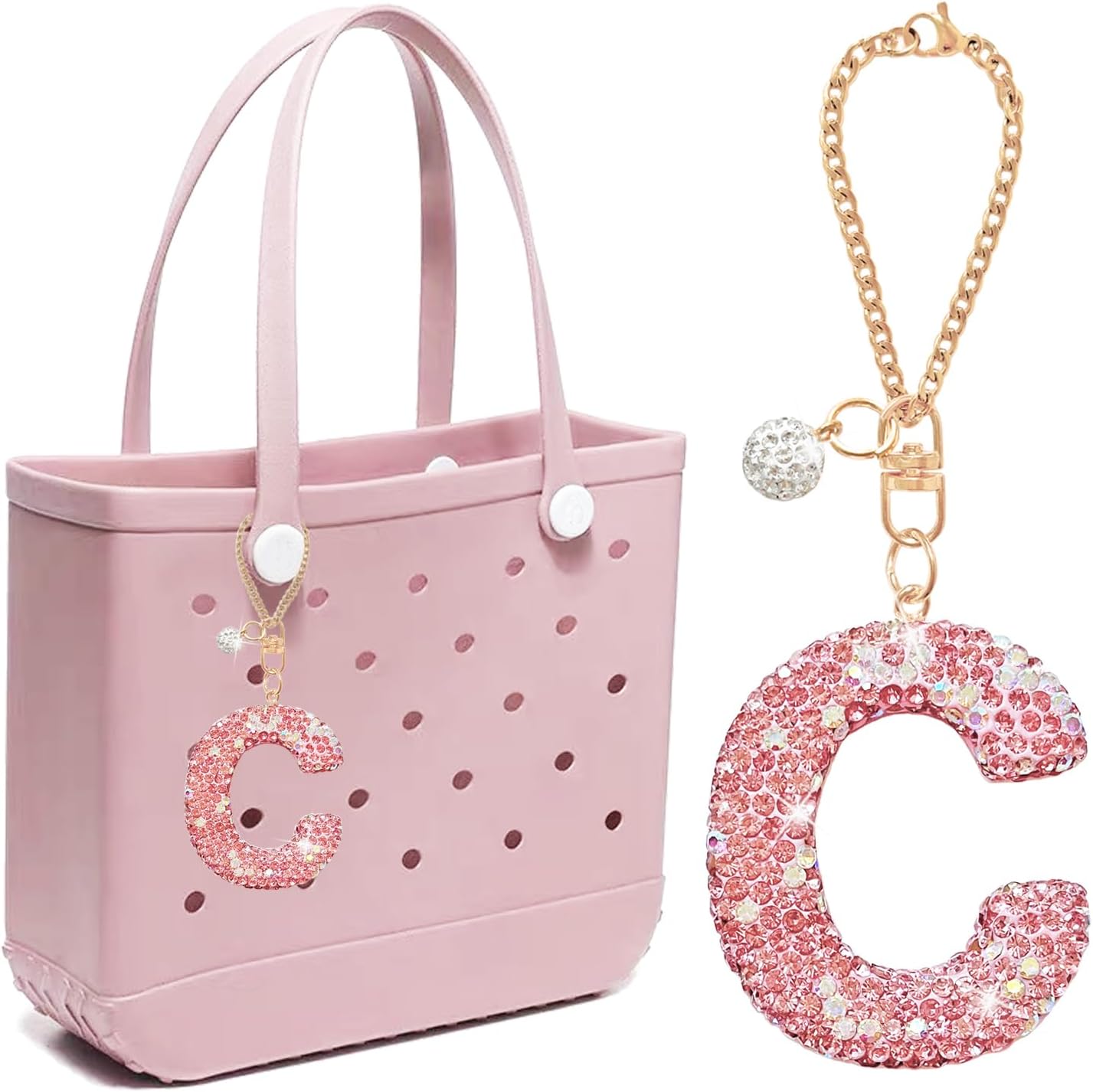 Bogg Bag Accessories,Bogg Bag Charms Keychain for Women Girls,Letter Charms for Beach Bitty Bogg Handbags Tote Bags