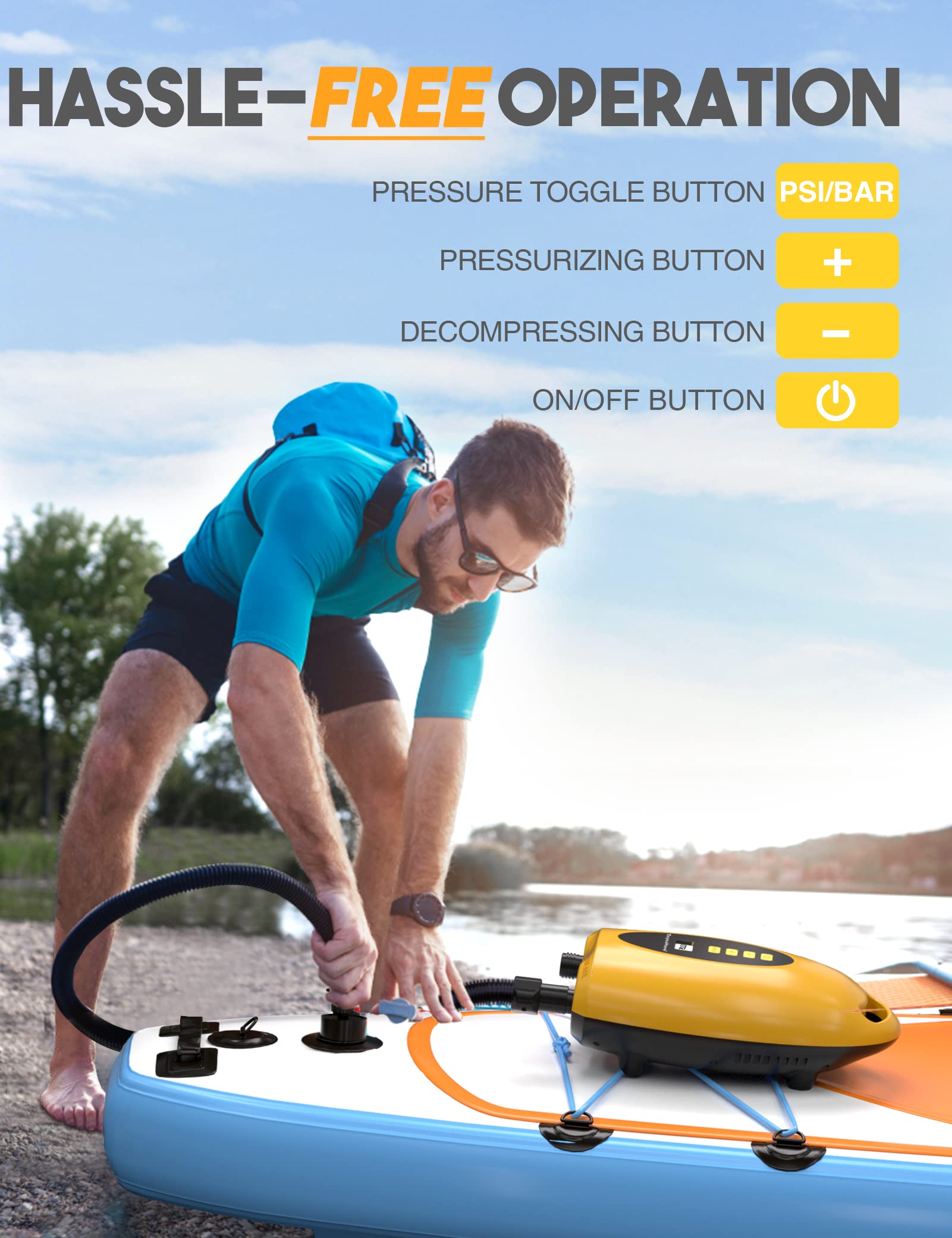 Zxyculture 20 PSI HighPressure Paddle Board Pump, SUP Air Pump, Fast