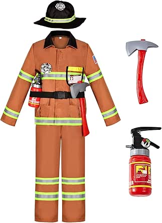 Disfraz De Bombero Para Niños De 3 A 5 Años, Disfraz De Bombero Para Niños Con Juego De Accesorios De Juguete, Traje De Ropa De Bombero, Traje De Disfraz De Bombero