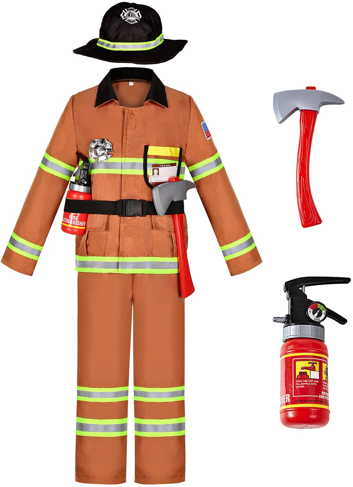 Costumerry Firefighter Costume for Kids Boys Fireman Halloween Dress Up Costume