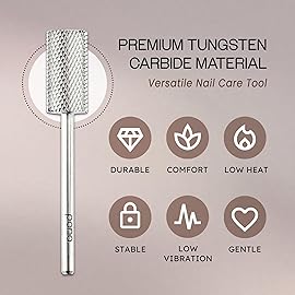 PANA Professional 3/32 Shank Size - Flat Top Large Barrel Silver Carbide Bit Medium Grit - Nail Drill Bit for Dremel Machine