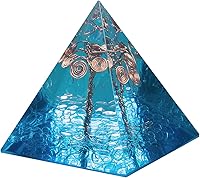 Vista 11 de Rockcloud Healing Crystal Gold Wire Orgone Pyramid Stone Figurine Energy Generator for Meditation Reiki Balancing, Rose Quartz
