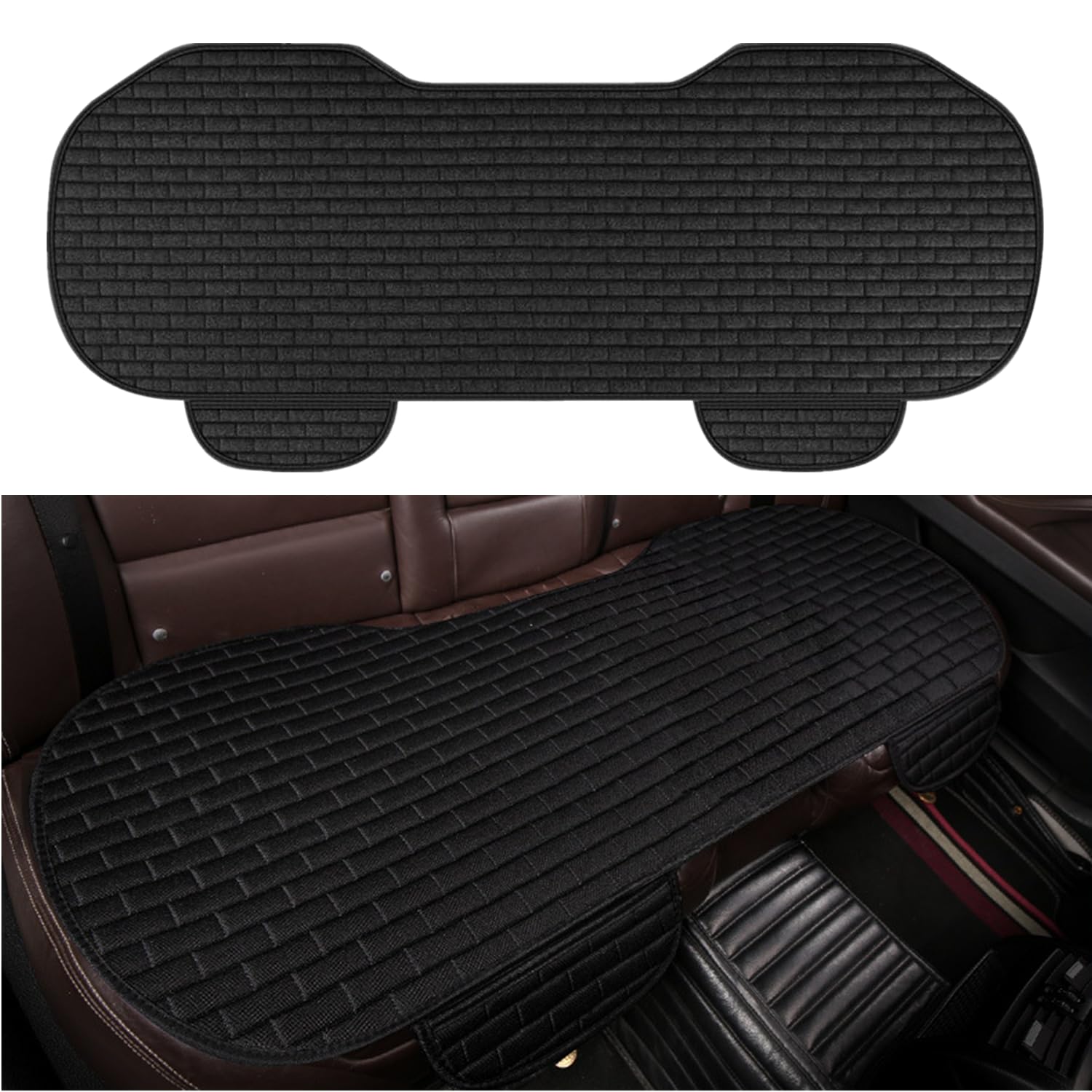 Coprisedili Posteriori Auto Coprisedili Auto Universali Protezione Sedili Universale Morbido Traspirante Cuscini Sedile Posteriore Dell'auto Cuscino Auto Antiscivolo Coprisedili Auto, Nero, 133x50 cm