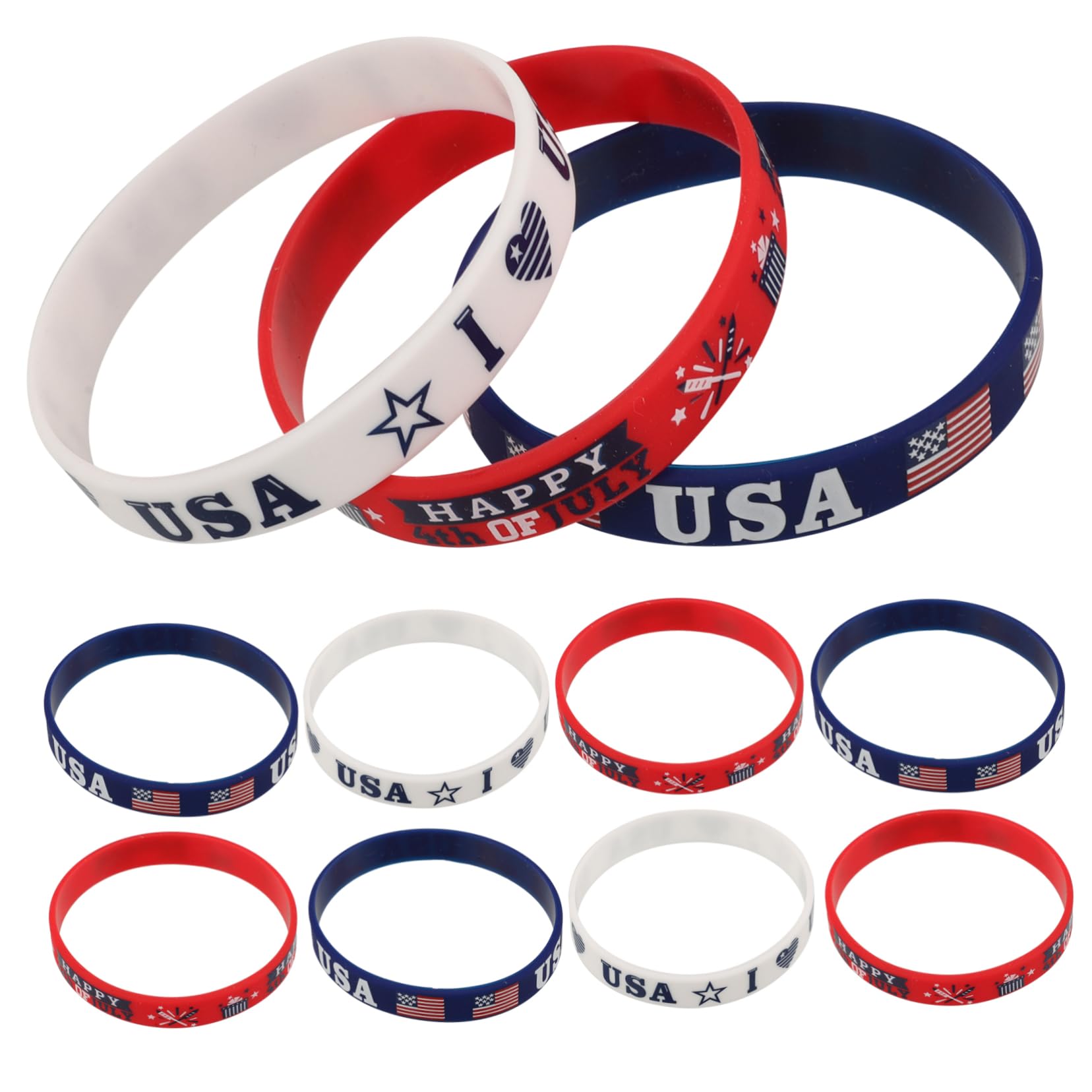 DOITOOL Braccialetti Silicone Per Usa Accessori Patriottici Leggeri Per Celebrazioni