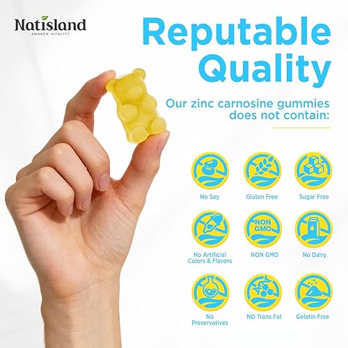 Miniatura 6 de Suplemento de zinc carnosina, zinc carnosina 75 mg para adultos, salud intestinal, función inmunológica y apoyo para la comodidad digestiva, sin