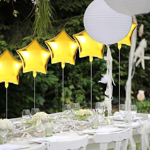 Miniatura 7 de BOXOB 10 globos de aluminio dorados en forma de estrella, 18 pulgadas, decoración de boda y fiesta de cumpleaños