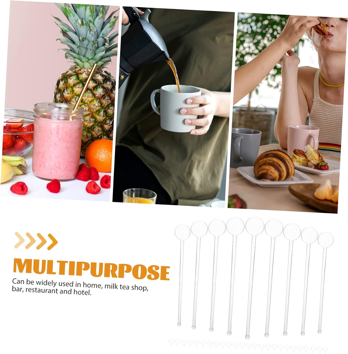 COLLBATH 80pcs Plastic Swizzle Sticks for Cocktails and Drinks Transparent Mixing Rods for Coffee Juice and Beverages Easy to Clean Stirring Sticks for Home and Parties