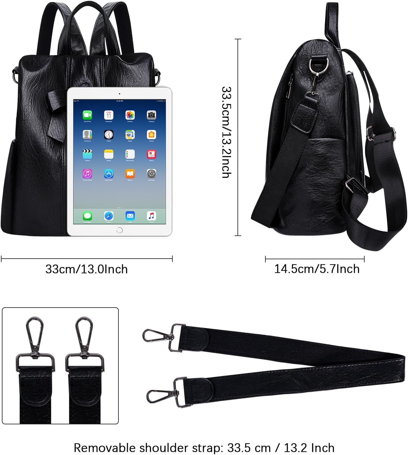 HUA ANGEL Women's Leather Backpack Purse Anti-Theft Daypacks for Travel College Office Shopping Carry on Bags Everyday Use - Image 2