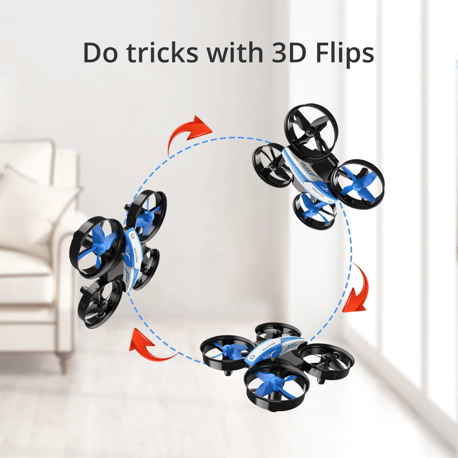 Holy Stone Mini Drone for Kids and Beginners RC Nano Quadcopter Indoor Small Helicopter Plane with Auto Hovering, 3D Flip, Headless Mode and 3 Batteries, Great Gift Toy for Boys and Girls, Blue : Toys & Games